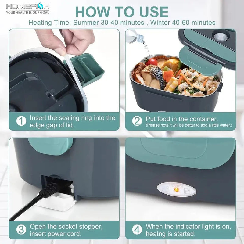 Lunch Box Électrique Portable 2-en-1 – Chauffe-Repas pour Voiture & Maison